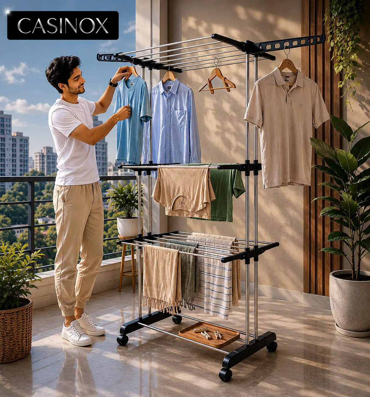 Casinox stand in a modern balcony setting